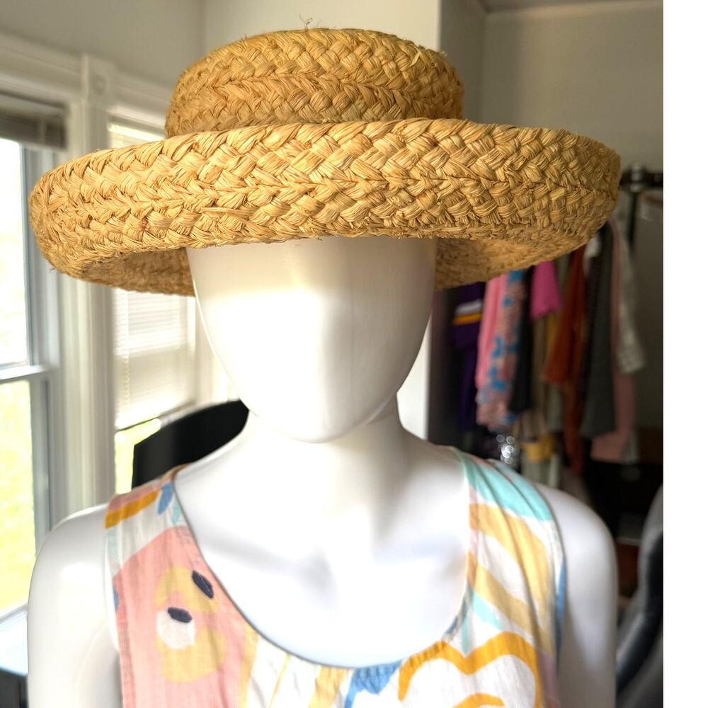 Helen Kaminski Raffia Straw Sun Hat Natural Tan Handmade Madagascar